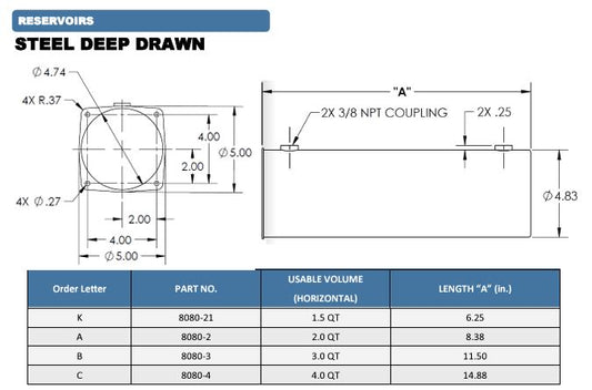 KTI Steel Deep Drawn Reservoirs