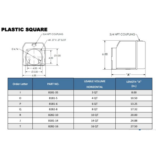 KTI Plastic Square Reservoir